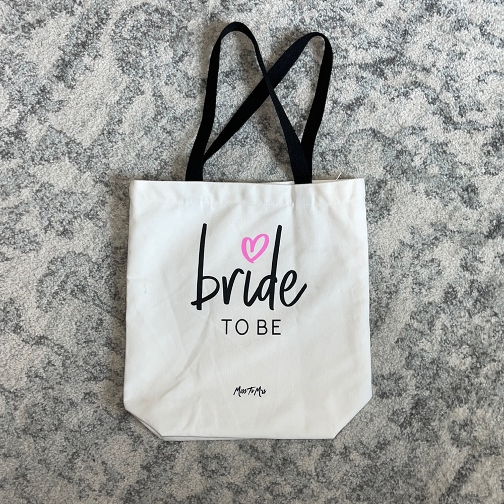 Miss to Mrs “Bride To Be” White Canvas Tote Bag